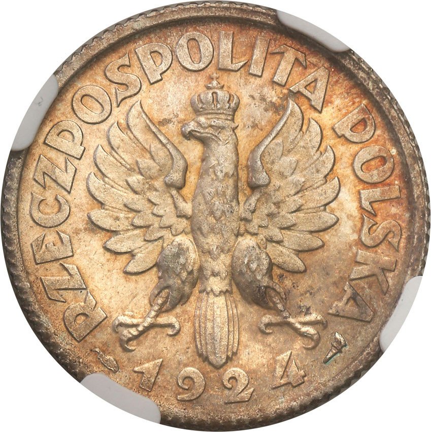 II RP. 1 złoty 1924 Paryż NGC MS62